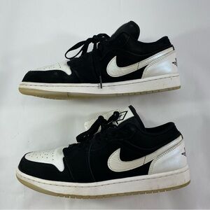 NIKE AIR JORDAN 1 Low SE Diamond Shorts Black Suede White DH6931-001 Men’s 9.5